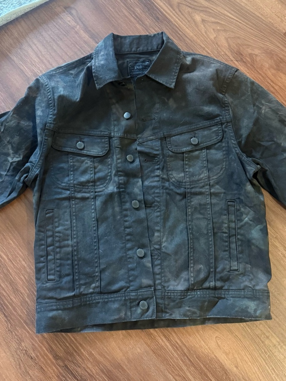 Polo by Ralph Lauren Washed Black Cotton Shirt Jacket